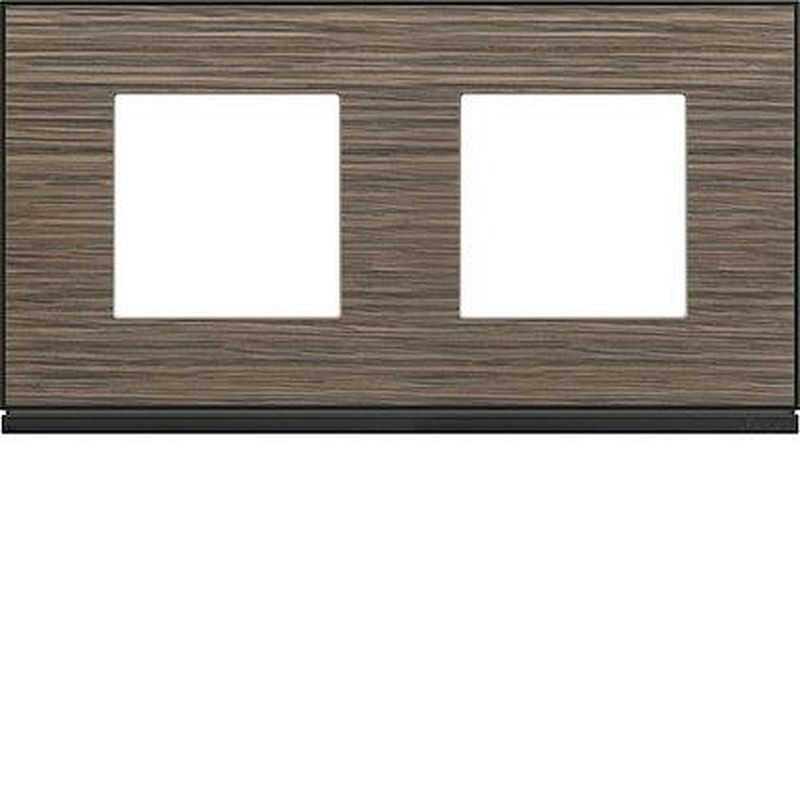 Plaque gallery 2 postes horizontale 71mm pecan