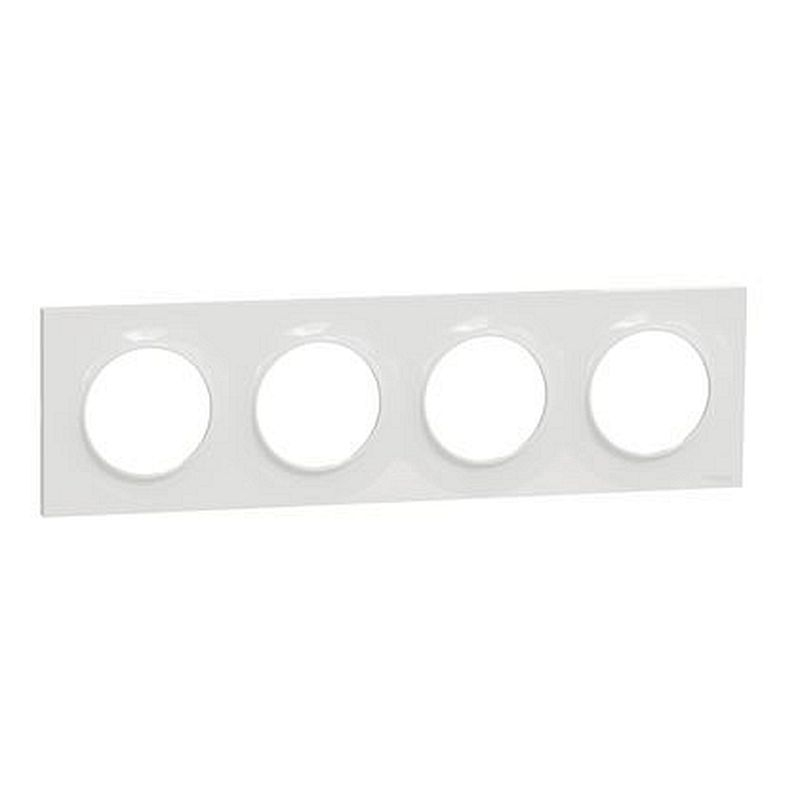 Odace Styl, plaque Blanc 4 postes horizontaux ou verticaux entraxe 71mm