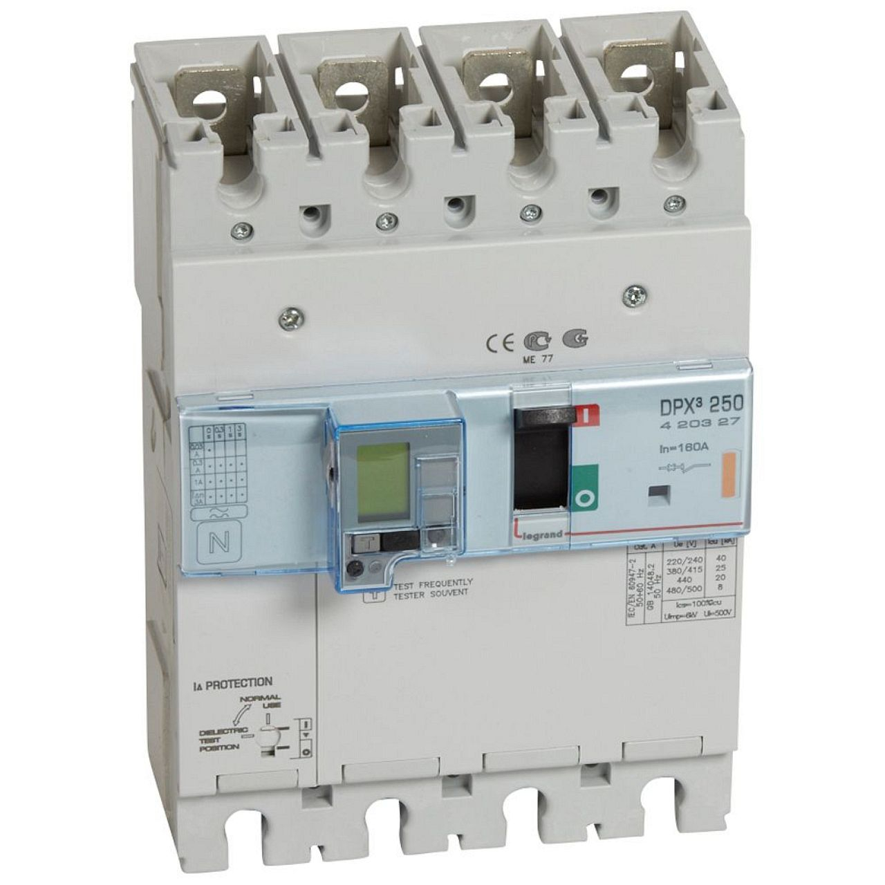 Disjoncteur électronique différentiel DPX³250 25kA 400V~ - 4P - 160A