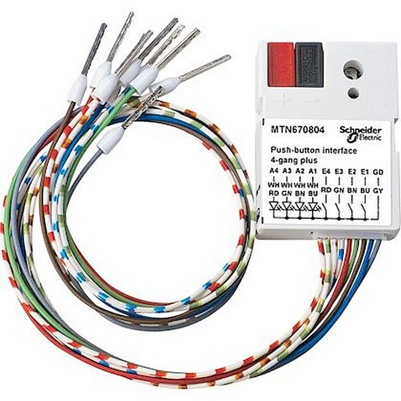 KNX - module d'entrées binaires à encastrer - 4 entrées 4 sorties LED