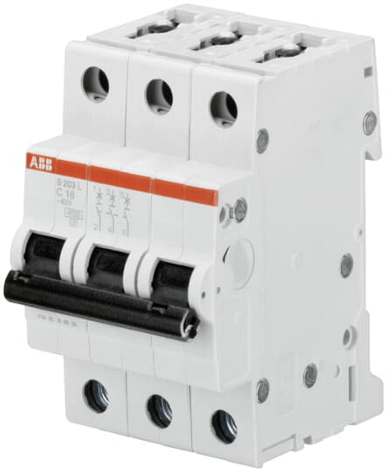 Disjoncteur S203L 3P 63A Courbe C Raccordement à vis - 6KA (3Modules)