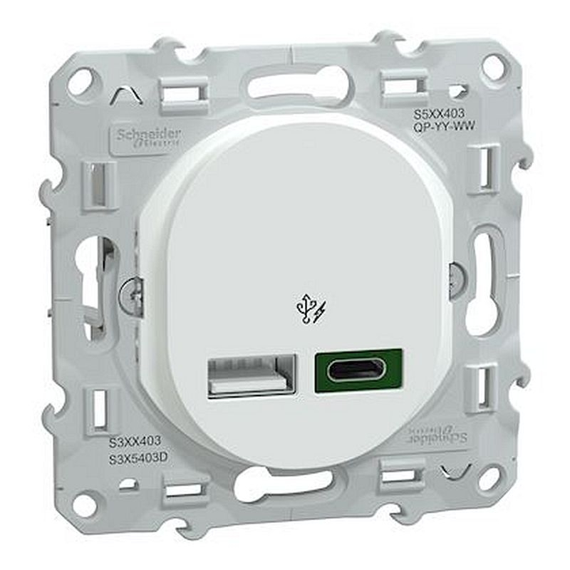 Ovalis - Chargeur USB type A 7,5W +C 45W - Forte puissance type C - Blanc