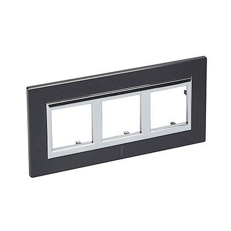 Plaque Axolute alu brossé 3X2mod vertical - rénovation entraxe 57mm -Anthracite