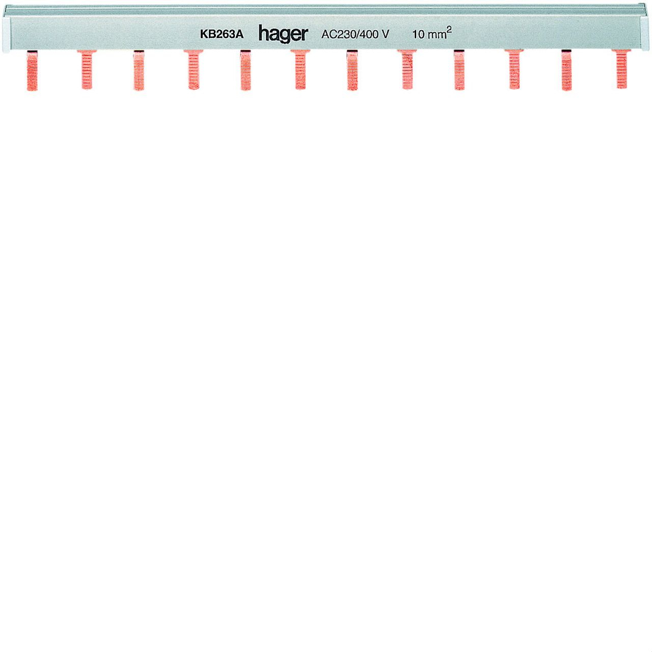 Barre de pontage 2P 63A languette 10mm²  12M