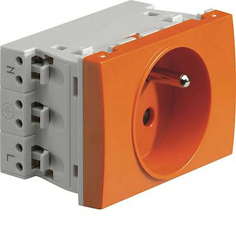 Systo prise de courant spécial goulotte 2P+T 16A 250V 2 modules Orange