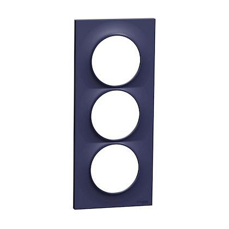 Odace Styl, plaque Cobalt 3 postes verticaux entraxe 57mm