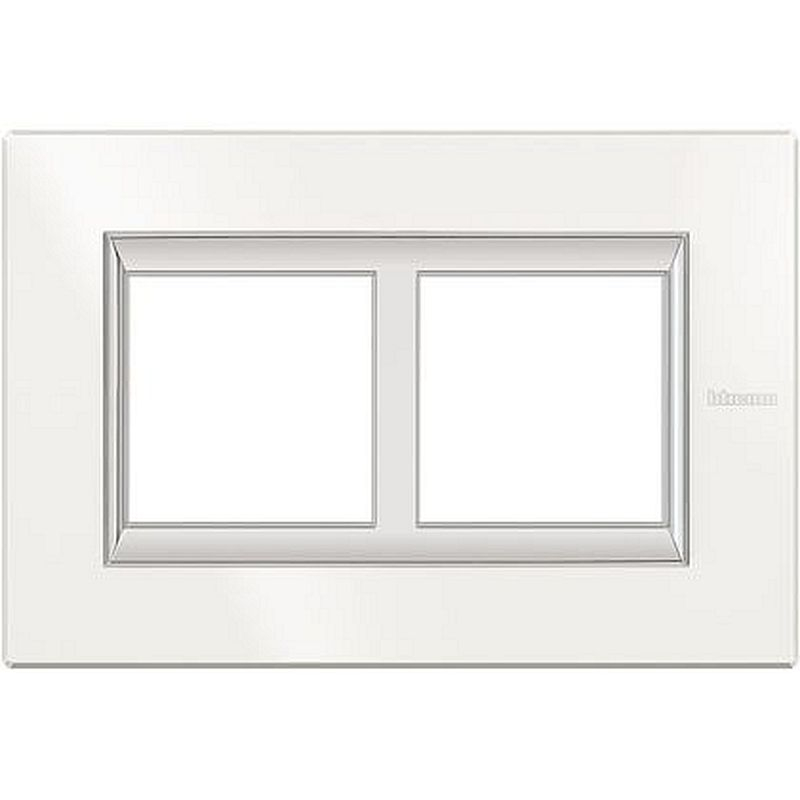 Plaque Axolute Aluminium monochrome 2+2mod horiz rénovation entraxe 57mm -Blanc