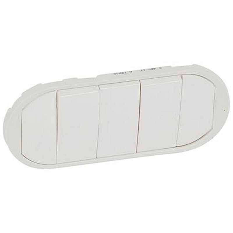 Enjoliveur large Céliane interrupteur/va-et-vient/poussoir 5 commandes - Blanc