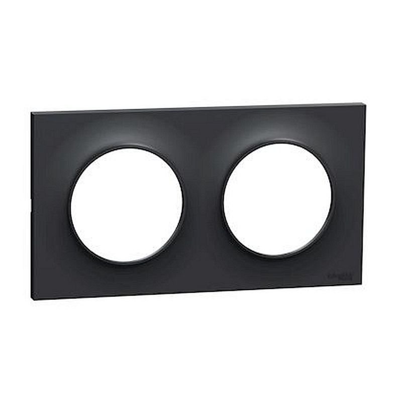 Odace Styl, plaque Anthracite 2 postes horiz./vert. entraxe 71mm