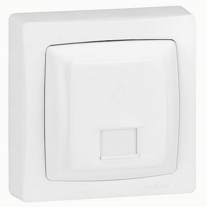 Prise RJ45 Numéris ou Internet 8 contacts Appareillage saillie complet - blanc