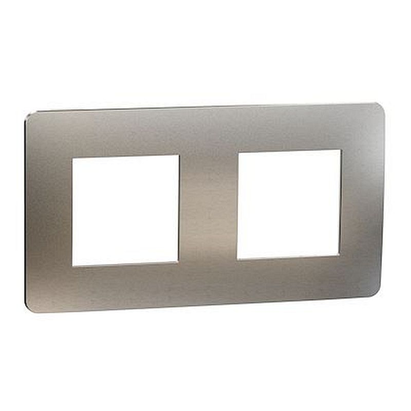 Unica Studio Métal N - plaque de finition - Aluminium liseré Blanc - 2 postes