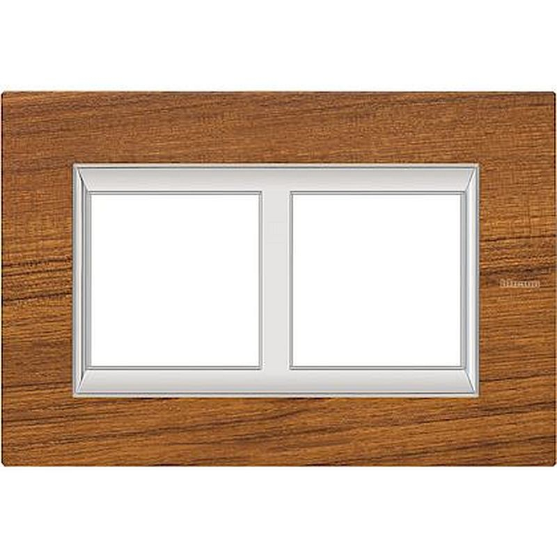 Plaque rectangulaire Axolute Bois 2+2mod horiz rénovation entraxe 57mm -Teck