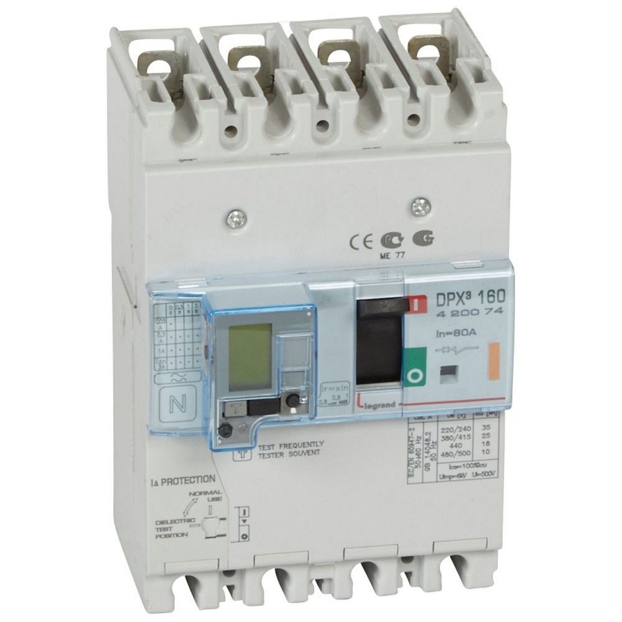 Disjoncteur magnétothermique différentiel DPX³160 Icu 25kA 400V~ - 4P - 80A