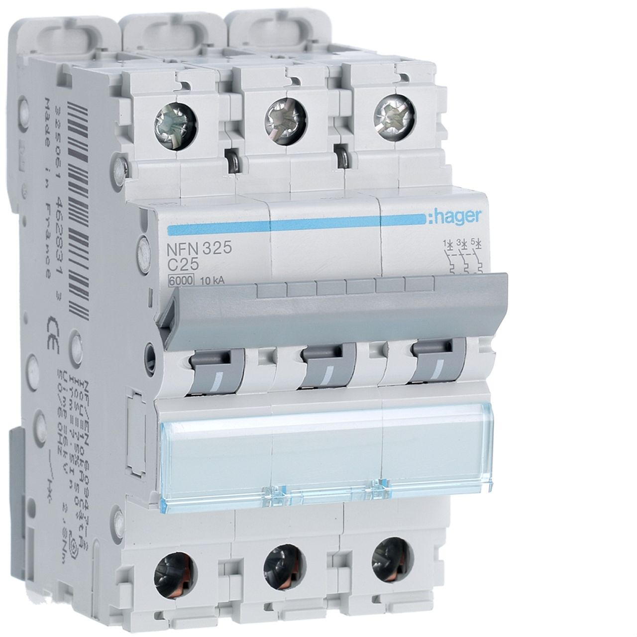 Disjoncteur 3P 6-10kA courbe C - 25A 3 modules