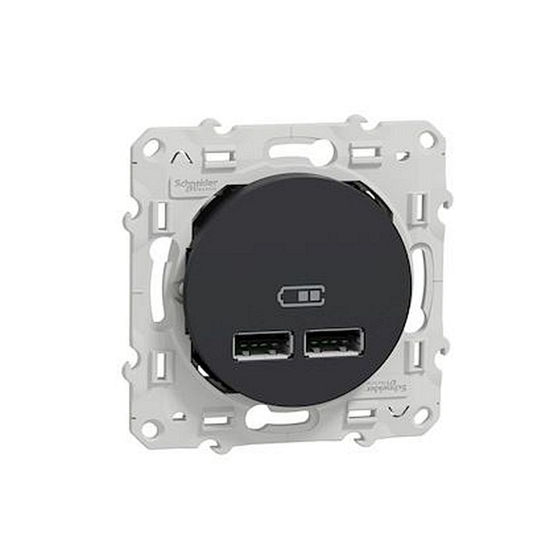 Odace - double chargeur usb 2.1 A - Anthracite