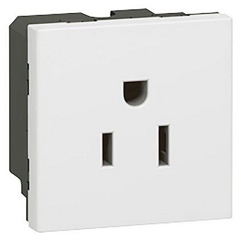 Prise de courant 2P+T 15A standard US Mosaic 2 modules - blanc