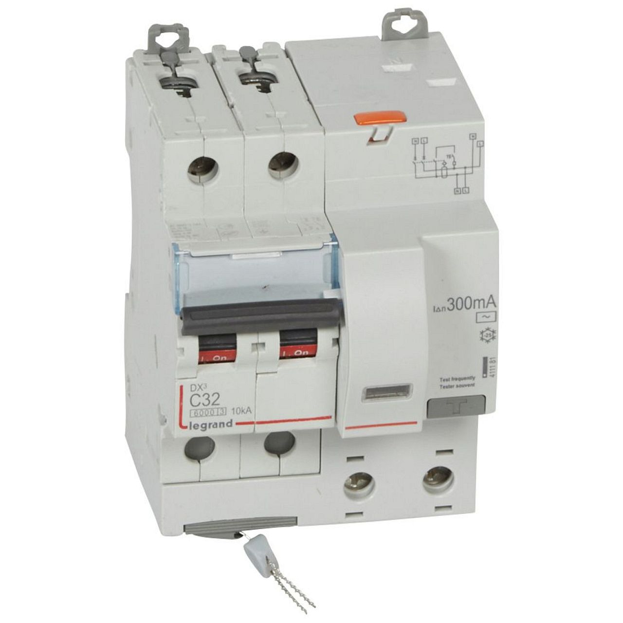 Disjoncteur diff DX³ 6000 -vis/auto-2P 230/400V~-30A-typeAC-300mA-courbeC - 4mod