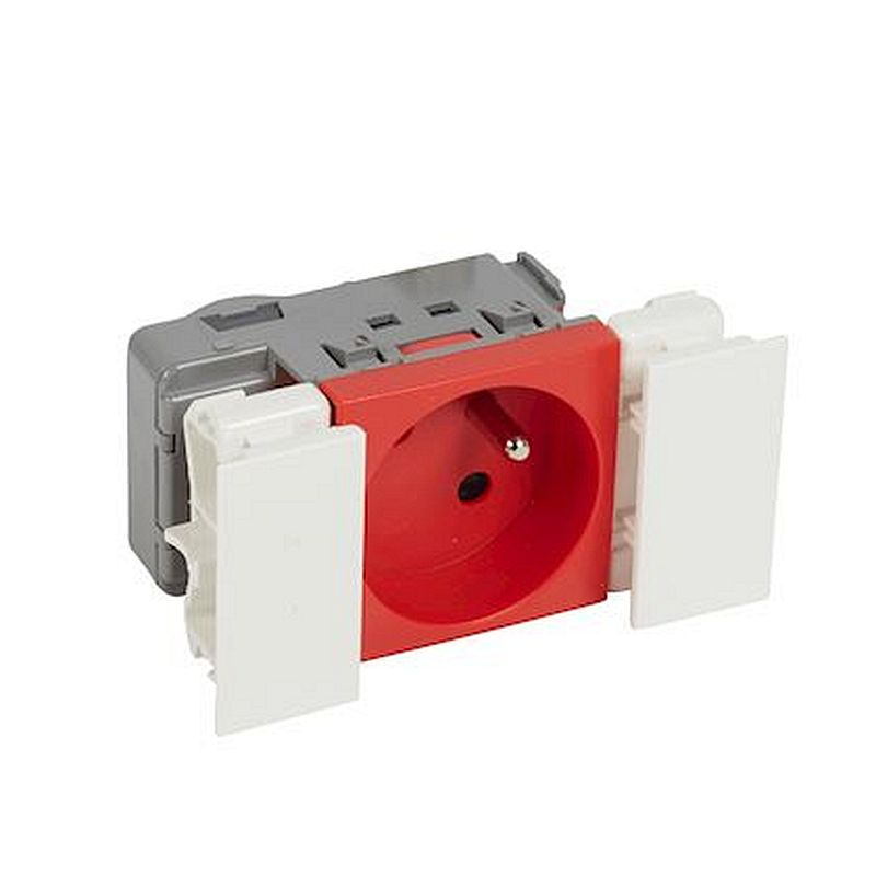 Prise 2P+T Logix - 2 modules - 16A - 250V - Bornes auto - Rouge RAL 3020