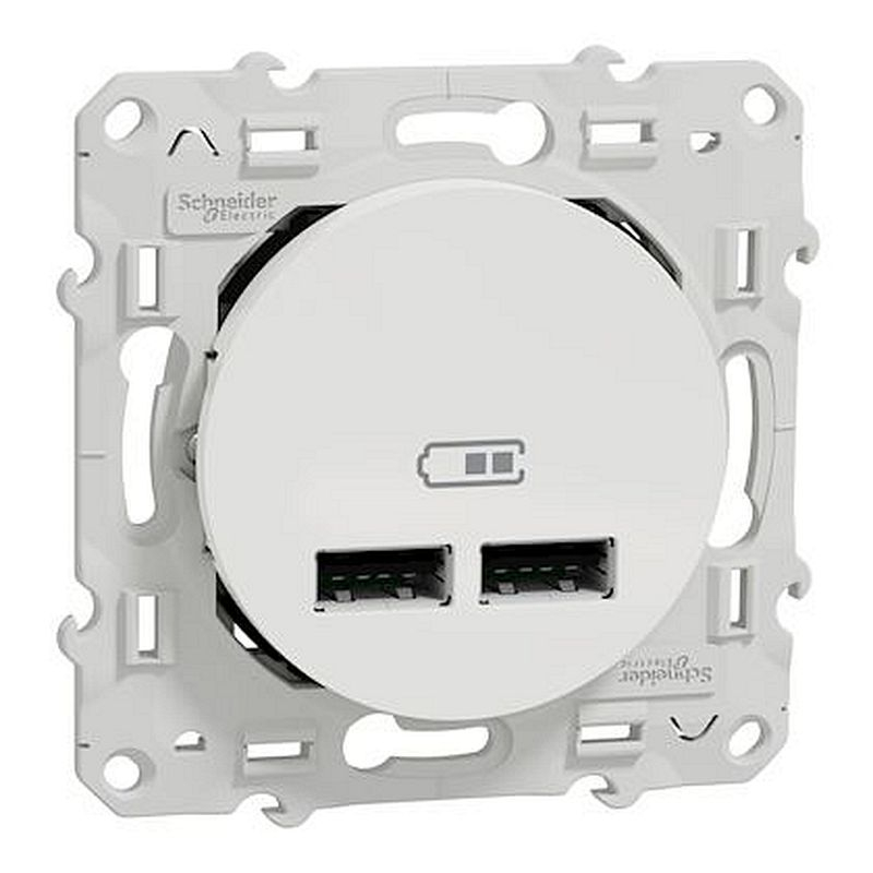 Odace - double chargeur usb 2.1 A - blanc