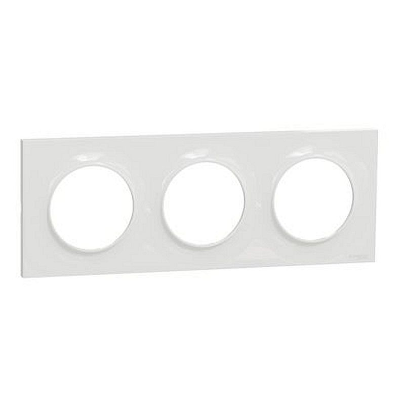 Odace Styl, plaque Blanc 3 postes horizontaux ou verticaux entraxe 71mm