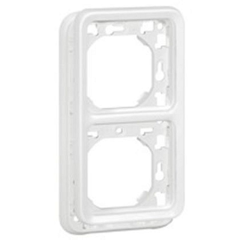 Support plaque 2postes verticaux Plexo composable IP55 blanc Artic antimicrobien