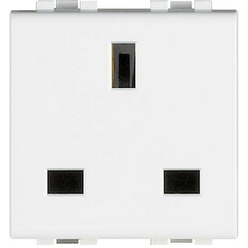 Prise de courant standard britannique 2P+T Livinglight 13A - Blanc - 2 modules