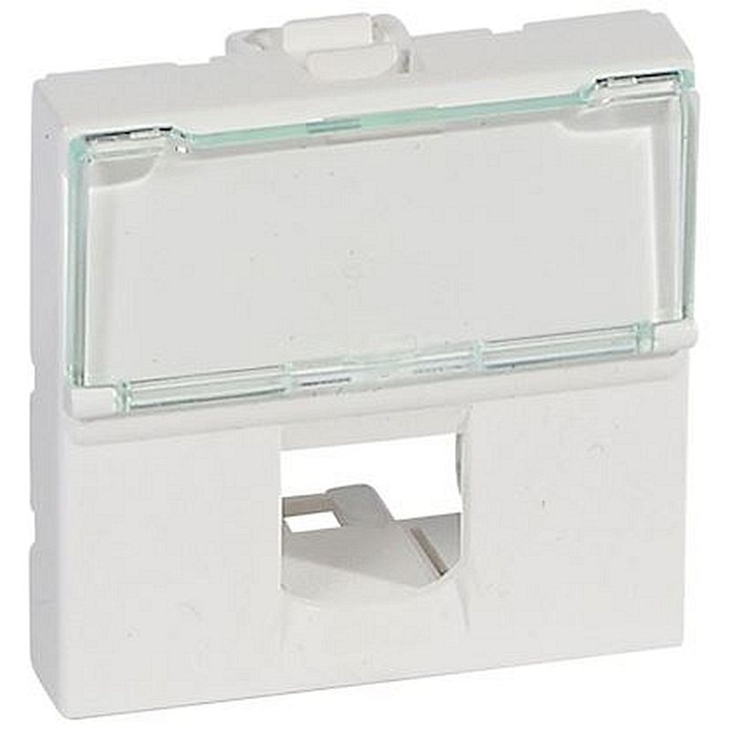 Plastron Mosaic - porte-repère transparent pour connecteur Infra+ - blanc - 2mod