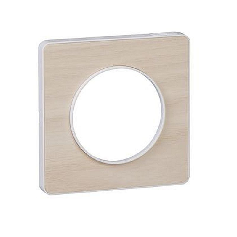 Odace Touch, plaque Bois nordique avec liseré Blanc 1 poste