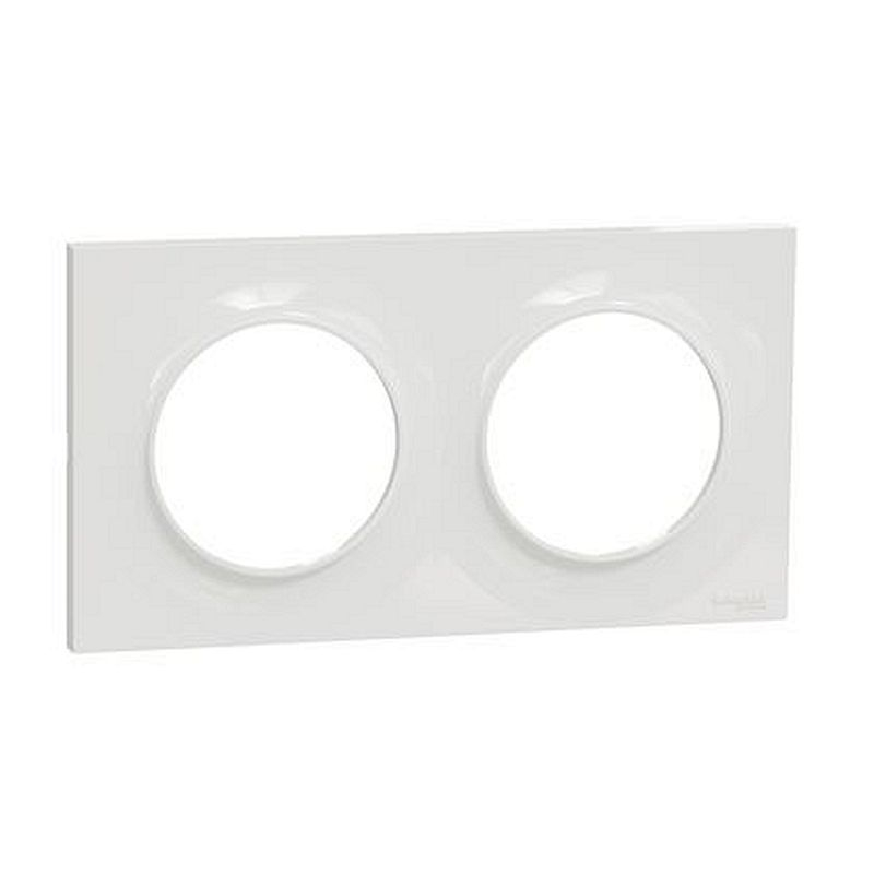 Odace Styl, plaque Blanc 2 postes horizontaux ou verticaux entraxe 71mm