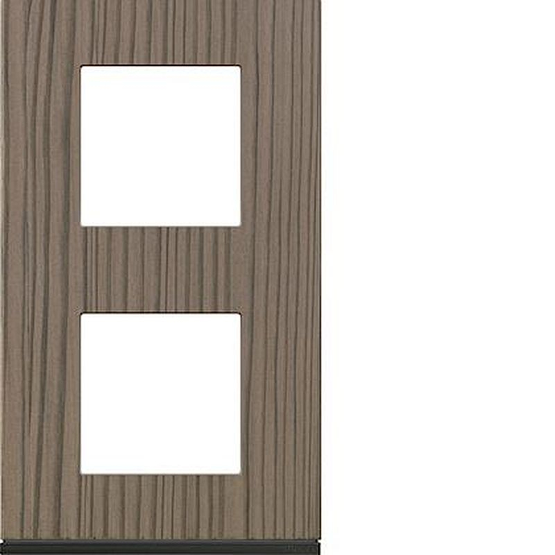 Plaque gallery 2 postes verticale 71mm matiere grey wood