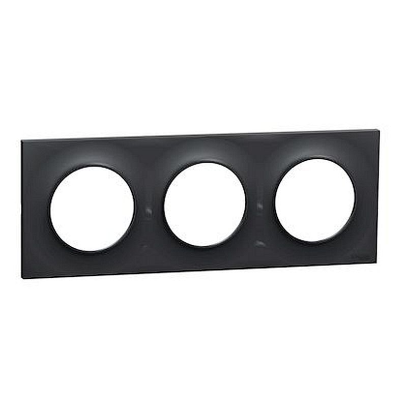 Odace Styl, plaque Anthracite 3 postes horiz./vert. entraxe 71mm