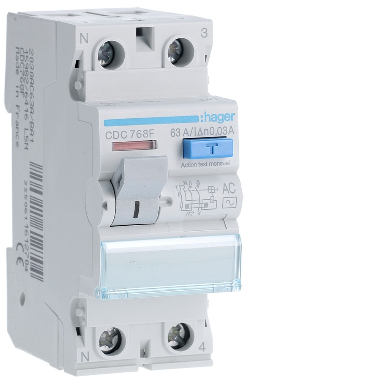 Interrupteur différentiel 2P 63A 30mA type AC