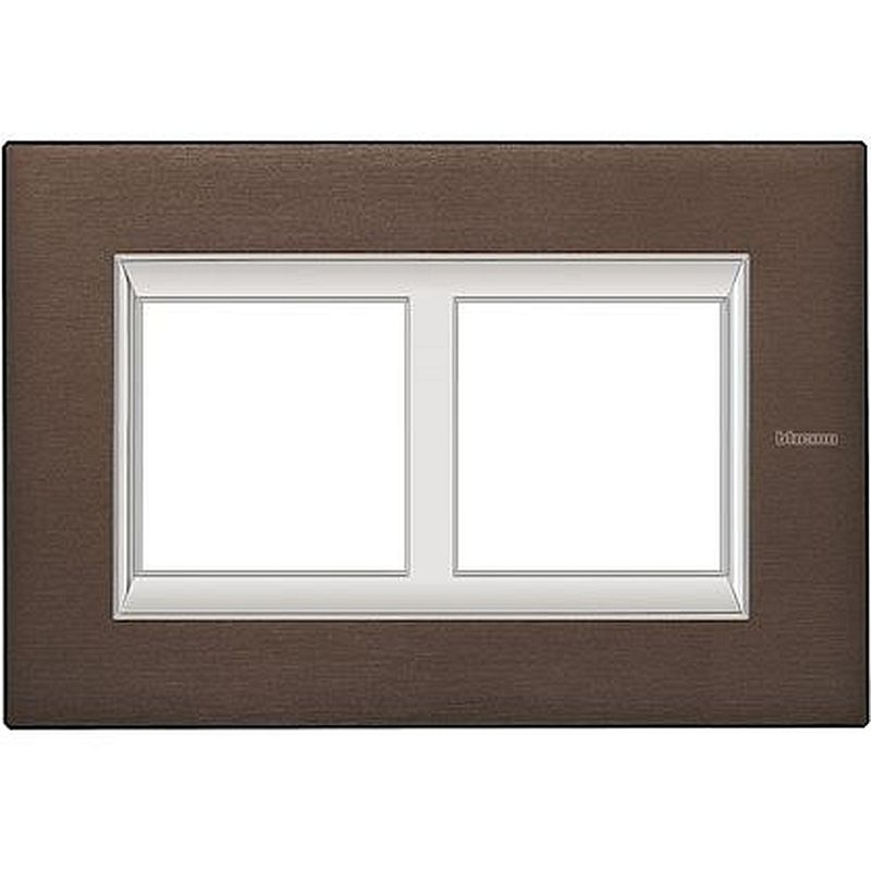 Plaque Axolute Aluminium anodisé 2+2mod horiz - rénovation entraxe 57mm -Bronze