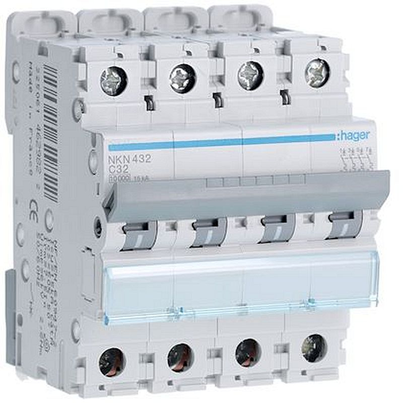 Disjoncteur 4P 10-15kA courbe C - 32A 4 modules