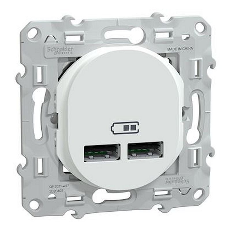 Ovalis - double chargeur USB A+A 10,5W - Blanc