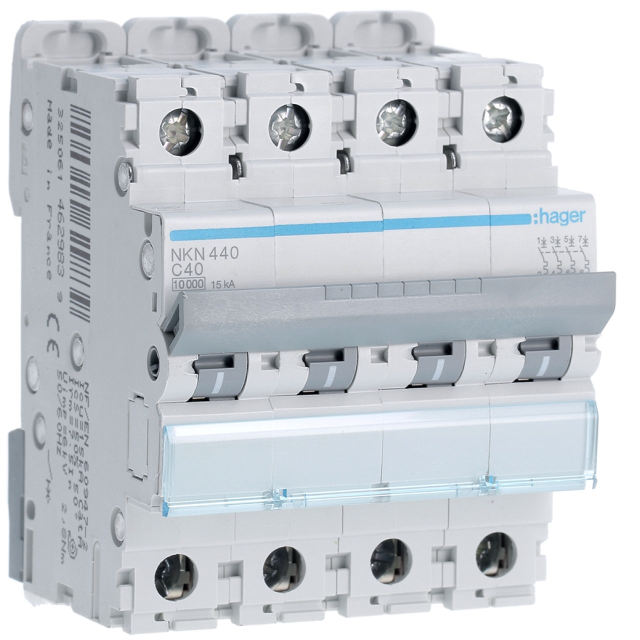 Disjoncteur 4P 10-15kA courbe C - 40A 4 modules