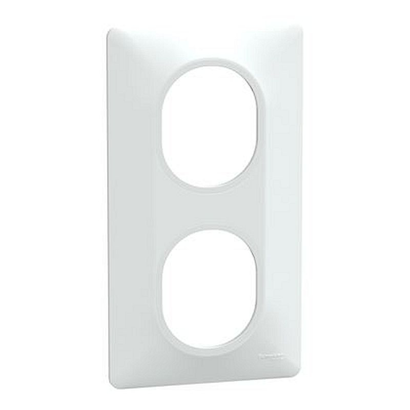 Ovalis - Plaque de finition - 2 postes Vertical - entraxe 71 mm - Blanc