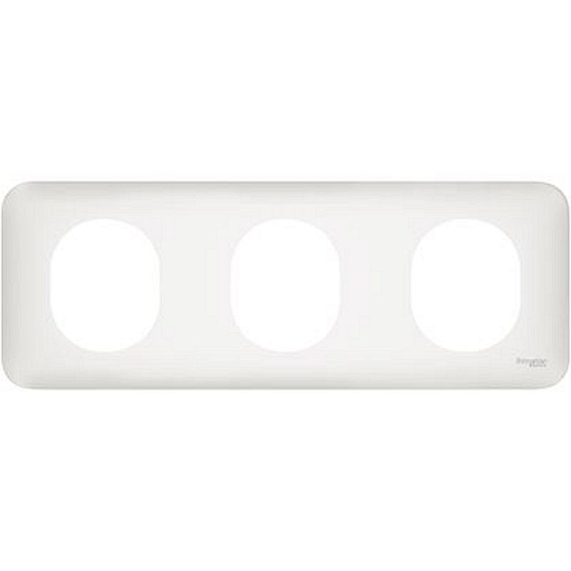 Ovalis - Plaque de finition - 3 postes horizontal Blanc
