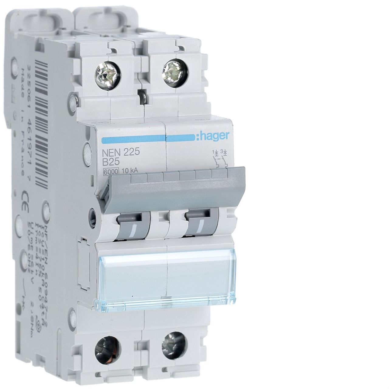 Disjoncteur 2P 6-10kA courbe B-25A 2 modules