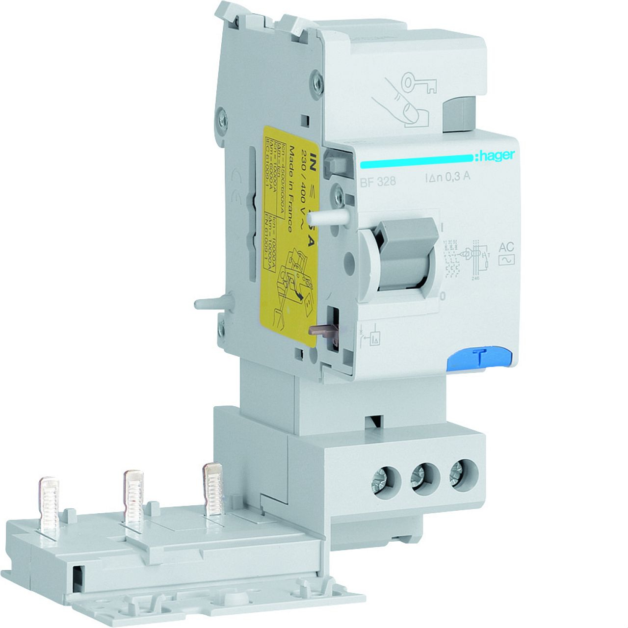 Bloc différentiel 3P 25A 300mA type AC 50/60Hz