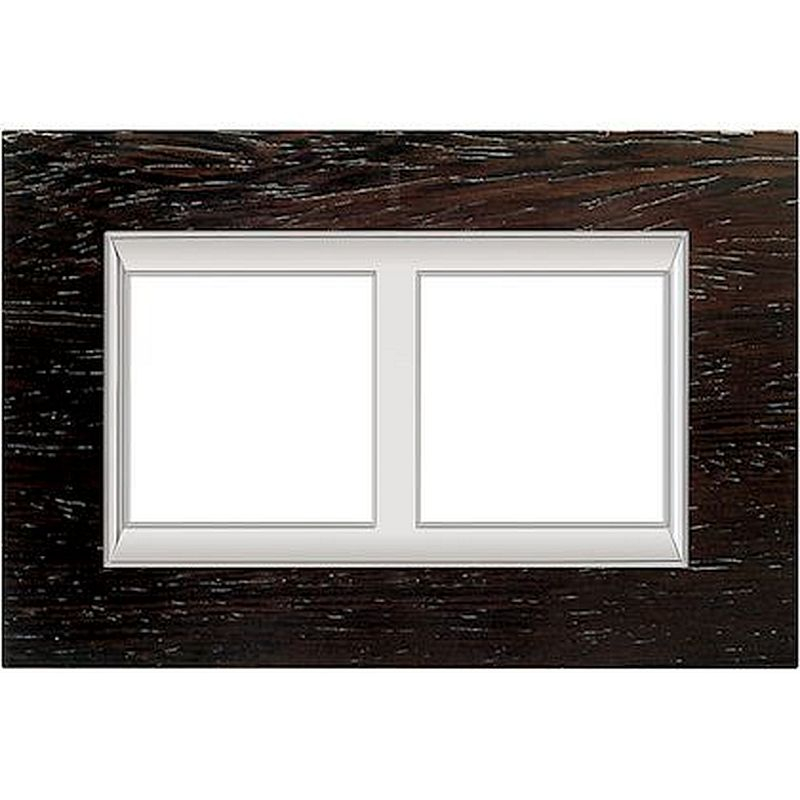 Plaque rectangulaire Axolute Bois 2+2mod horiz - rénovation entraxe 57mm -Wengé