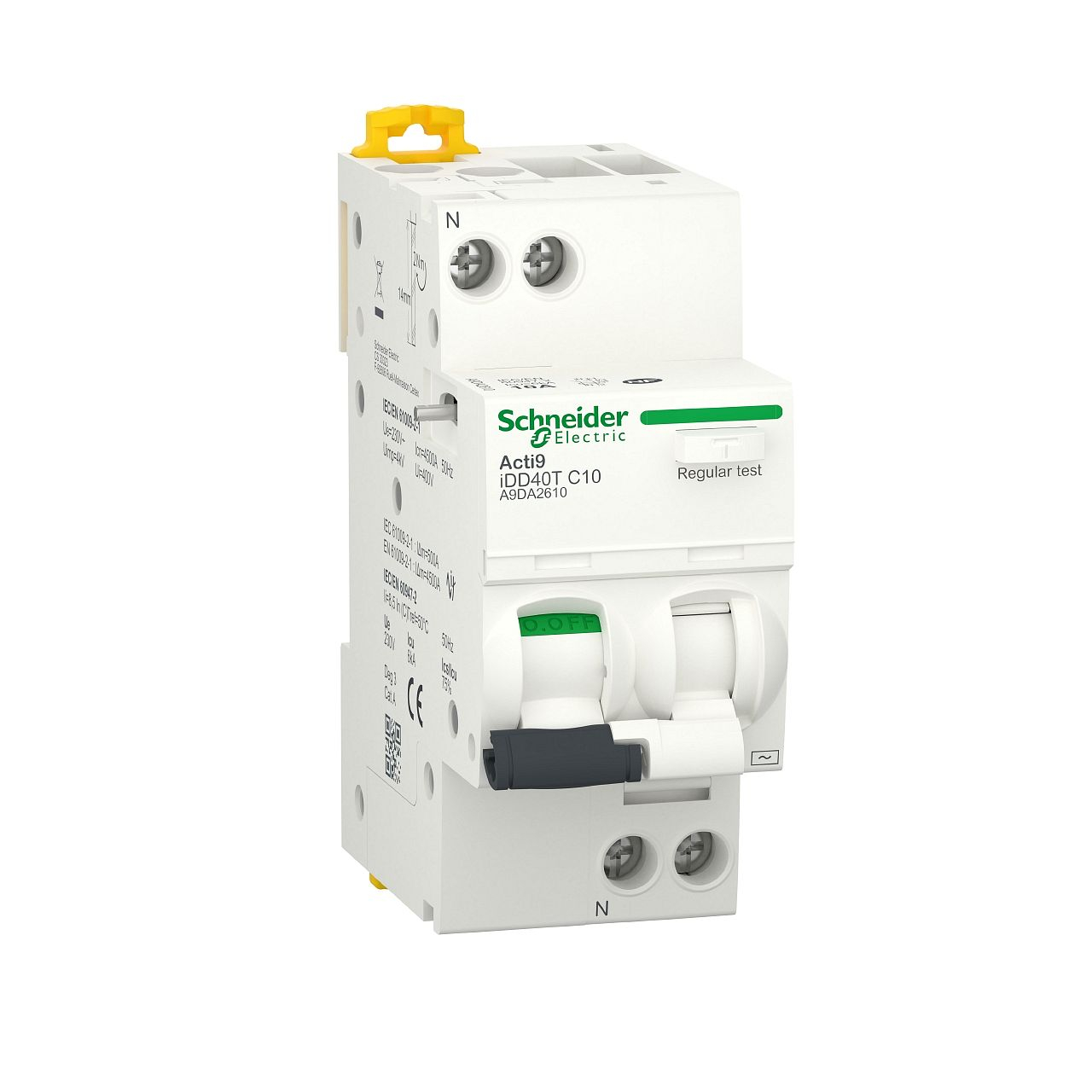 Acti9 iDD40T - disjoncteur différentiel - 1P+N C 10A 4500A/6kA 30mA type A SI