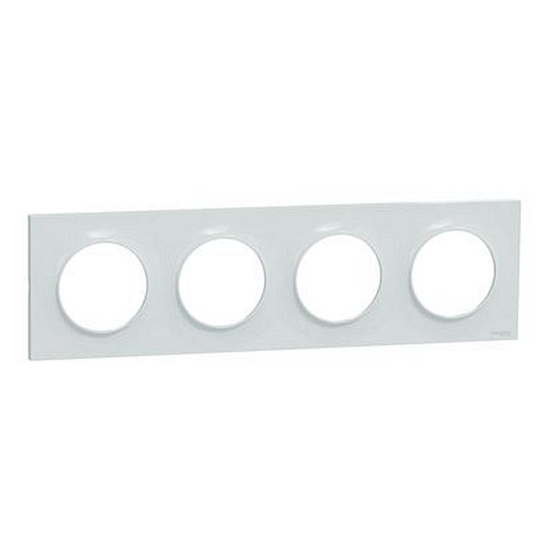 Odace Styl, plaque Blanc Recyclé 4 postes horizontaux ou verticaux entraxe 71mm