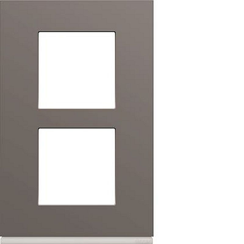 Plaque gallery plastique peint 2 postes verticale 57mm taupe