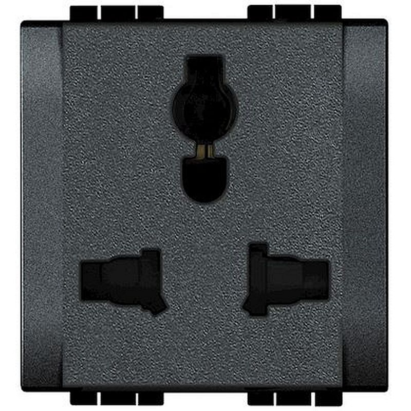 Prise de courant multi standard Livinglight 2P+T - Anthracite - 2 modules