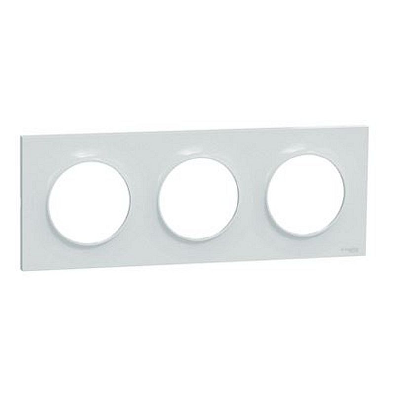 Odace Styl, plaque Blanc Recyclé 3 postes horizontaux ou verticaux entraxe 71mm