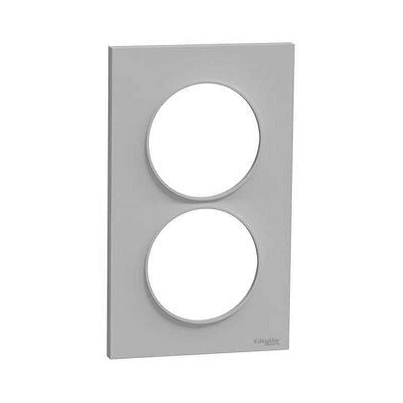 Odace Styl, plaque Alu 2 postes verticaux entraxe 57mm