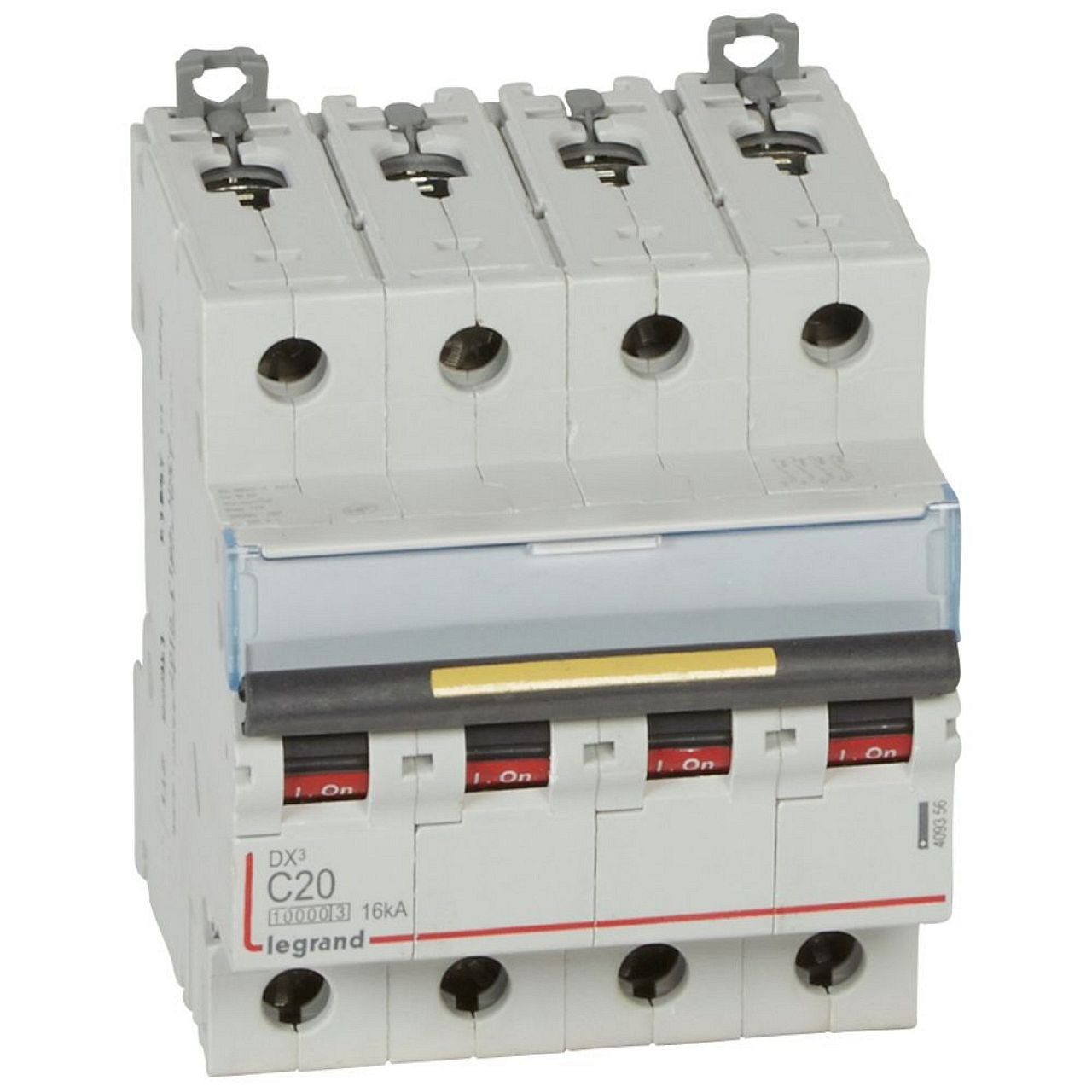 Disjoncteur DX³10000 16kA arrivée haut/départ bas vis 4P 20A courbe C 4 modules