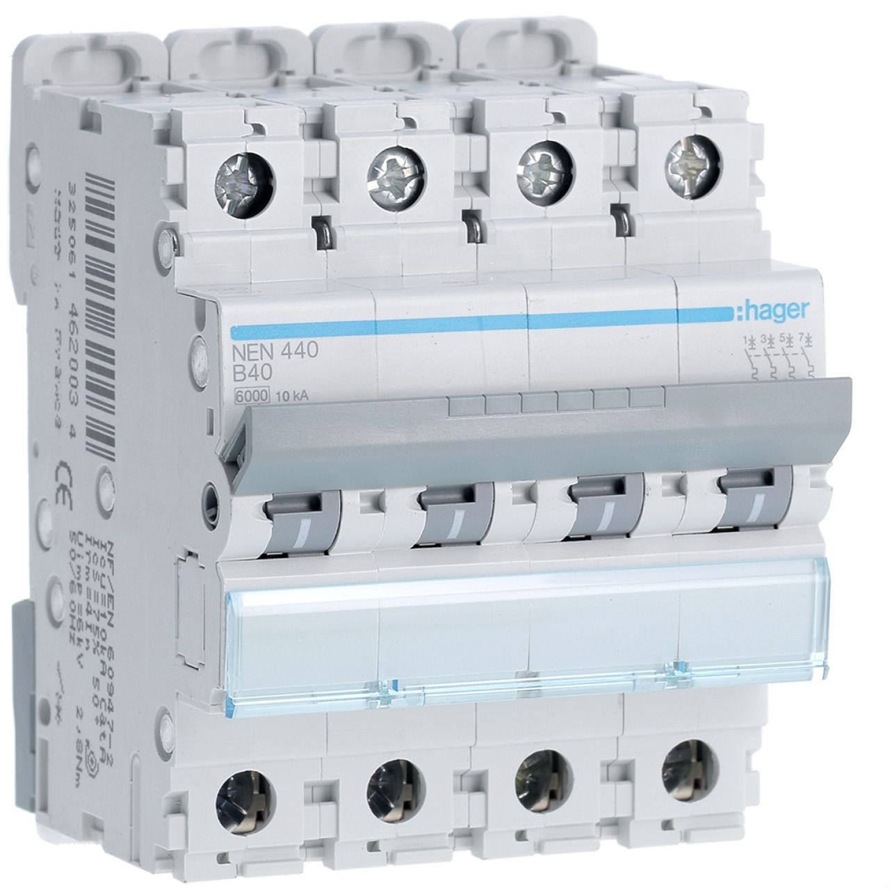 Disjoncteur 4P 6-10kA courbe B - 40A 4 modules