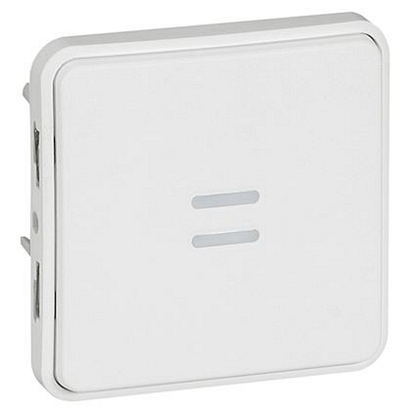 Poussoir étanche NO lumineux Plexo composable IP55 10A blanc Artic antimicrobien